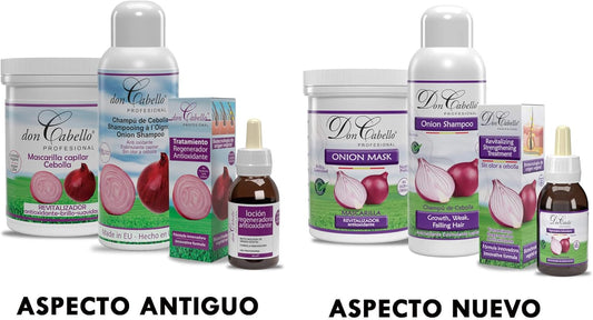 Don Cabello Total Reparación Pack Anticaída Con Extracto Cebolla Roja. Champu De Cebolla Anti-Caída 1000 Ml - Mascarilla Pelo Concentrada 1000 Ml - Locion Pelo Reparador 125 Ml. Sin Olor a Cebolla