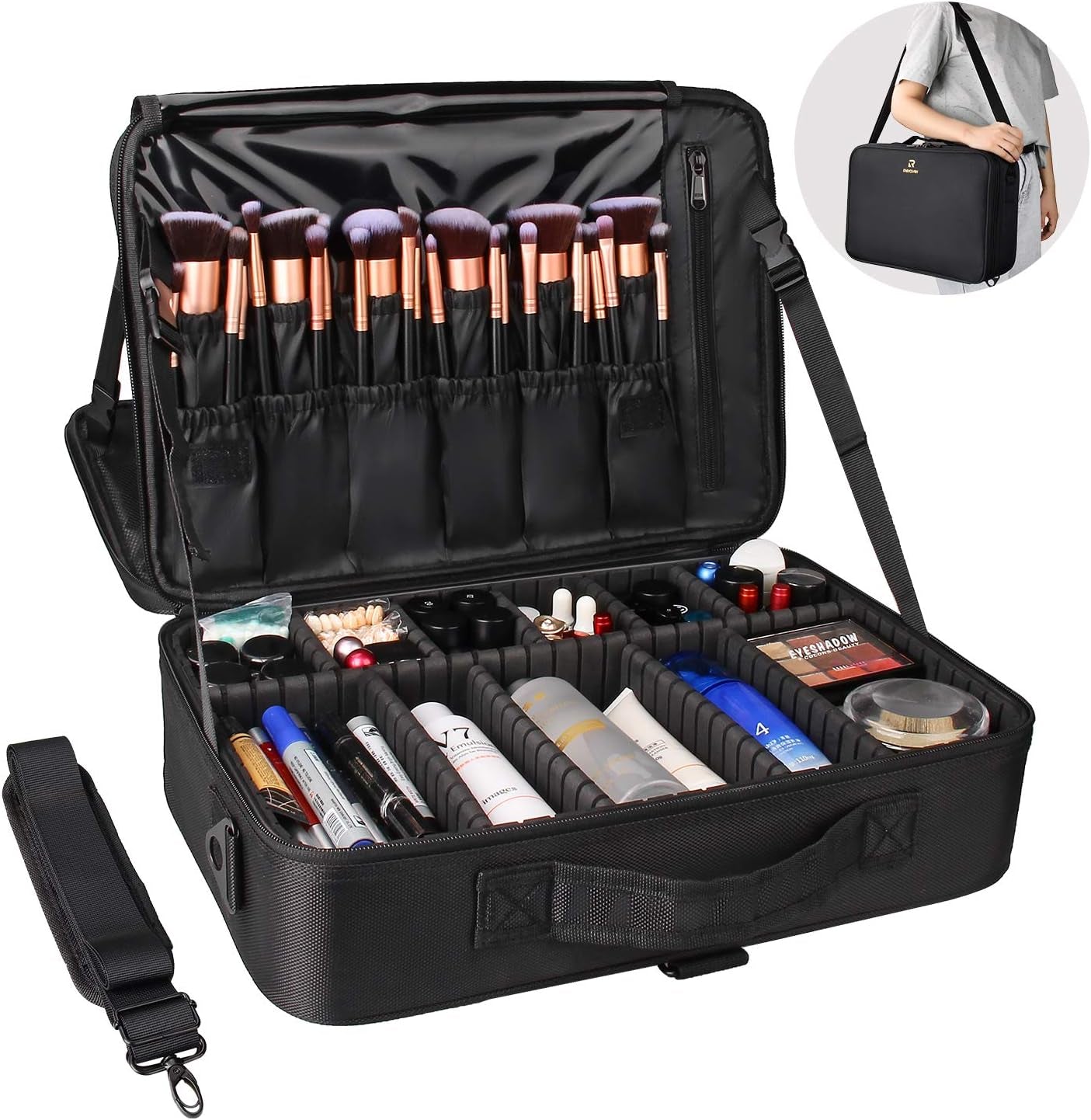 Bolsa De Maquillaje 15.8Inch Grande Caja Cosmética De Viaje Bolsa Organizador De Maquillaje Profesional Bolsa Organizador De Uñas Portátil Caja Artista