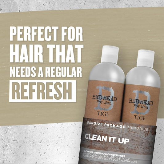 Bed Head for Men by  – Clean Up, Set De Champú Y Acondicionador De Uso Diario Para Hombre, 2 X 750 Ml