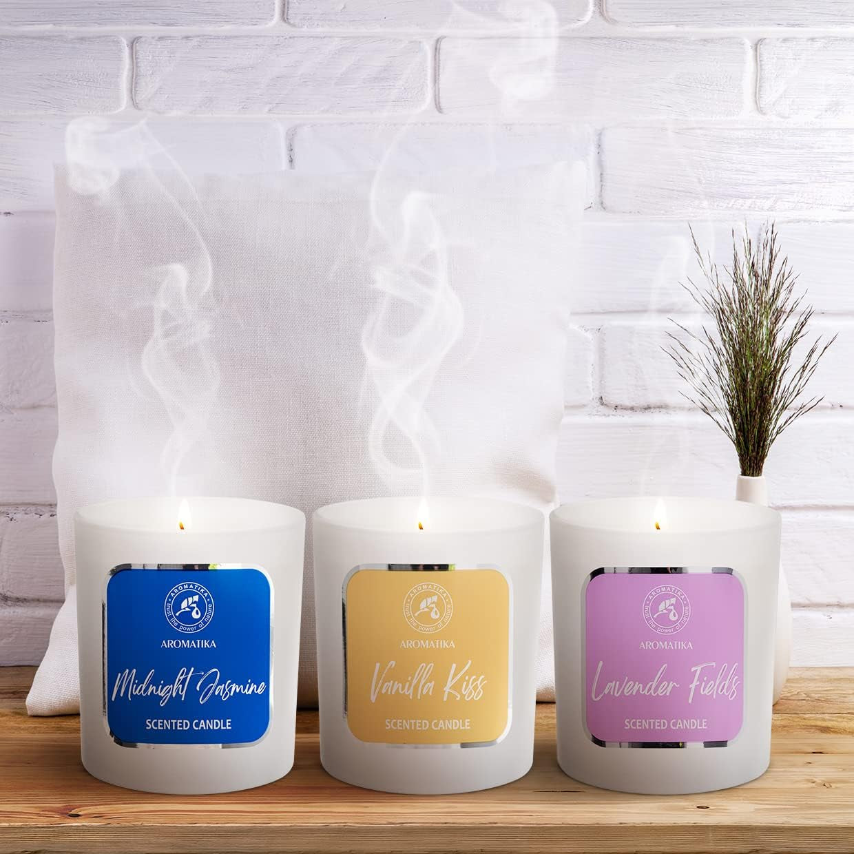 Vela Perfumada De Jazmín - Vainilla - Lavanda - Velas Perfumadas Juego 3X100G - Vela De Cera De Soja Con Natural Aceite Esencial - Extracto De Vainilla - Idea Para Cumpleaños - Aromaterapia
