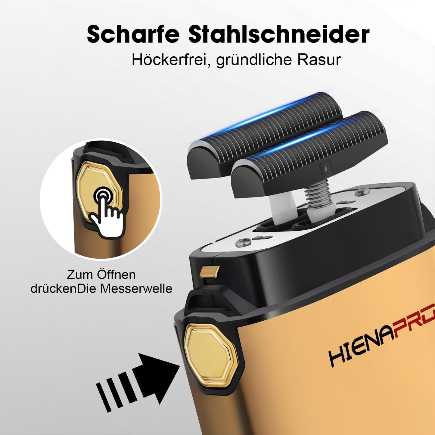 Afeitadora De Aluminio Para Hombre, Afeitadora De Viaje Para Hombre, Máquina Cero, Depiladora Para Hombre, Peluquería, Afeitadora Eléctrica, Extraíble Y Lavable, Indicador LED, USB, Dorado