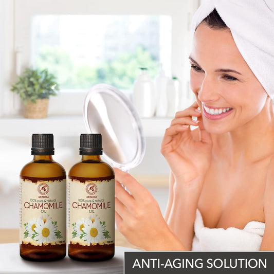 Aceite De Manzanilla - 2 X 100Ml - Extracto De Flores De Chamomilla Recutita - Aceite Carrier - Prensado En Frío - Aceite Portador - Aceite Para La Piel - Cuidado Del Cabello - Aceite De Baño