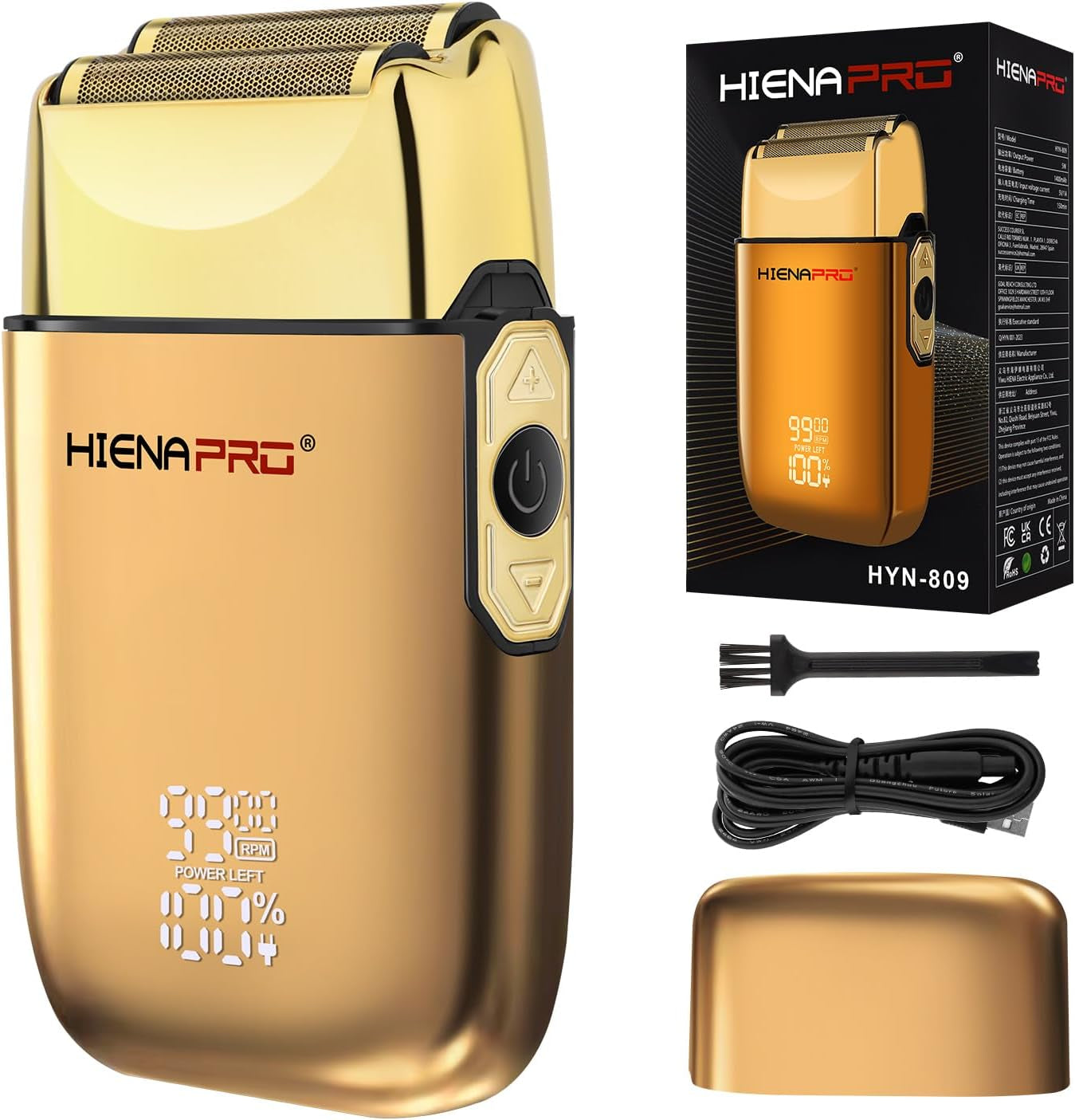 Afeitadora De Aluminio Para Hombre, Afeitadora De Viaje Para Hombre, Máquina Cero, Depiladora Para Hombre, Peluquería, Afeitadora Eléctrica, Extraíble Y Lavable, Indicador LED, USB, Dorado