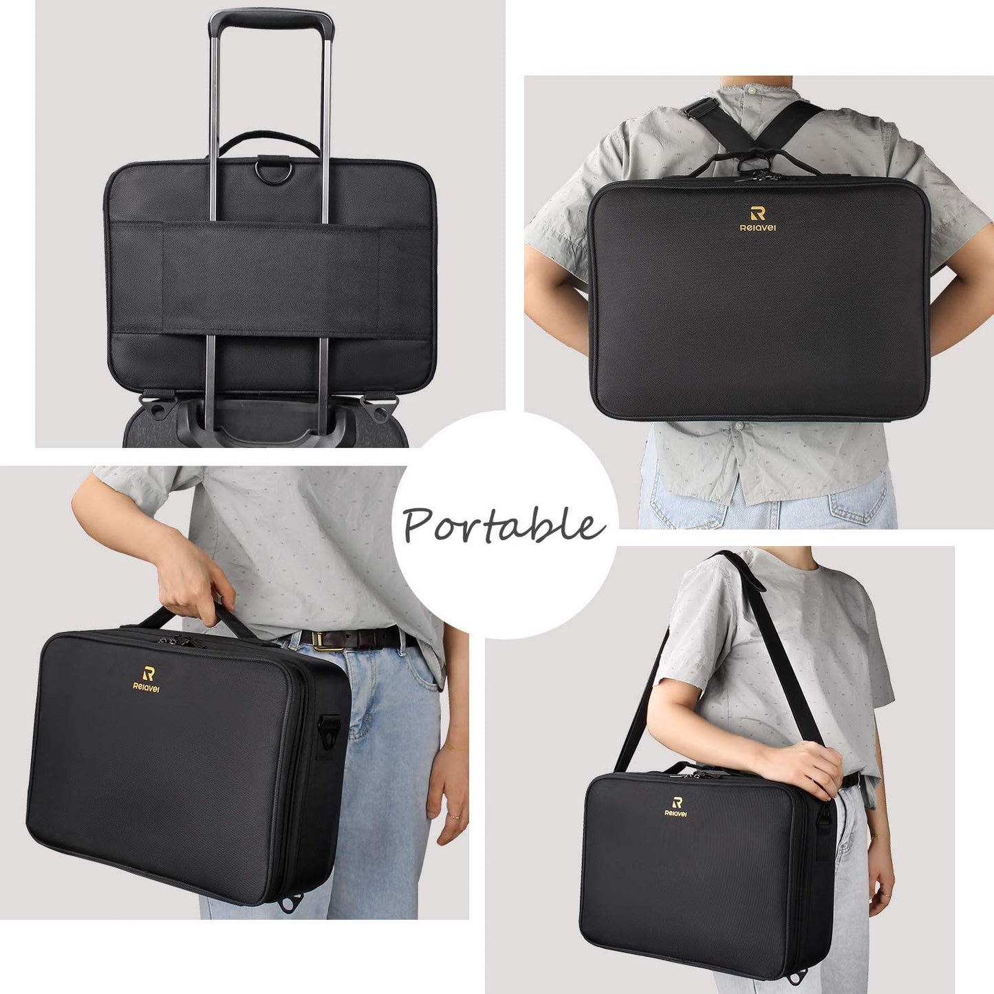 Bolsa De Maquillaje 15.8Inch Grande Caja Cosmética De Viaje Bolsa Organizador De Maquillaje Profesional Bolsa Organizador De Uñas Portátil Caja Artista
