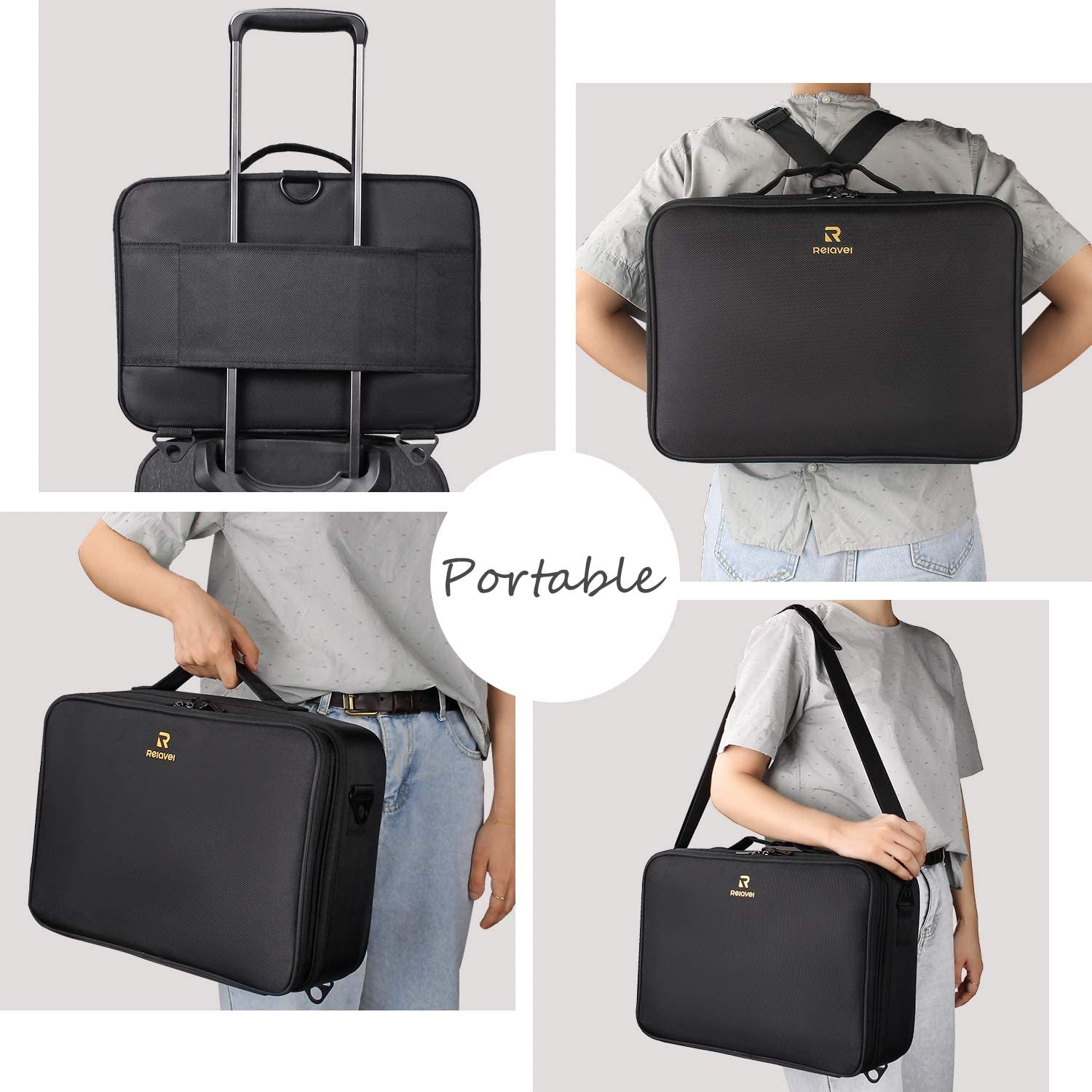 Bolsa De Maquillaje 15.8Inch Grande Caja Cosmética De Viaje Bolsa Organizador De Maquillaje Profesional Bolsa Organizador De Uñas Portátil Caja Artista