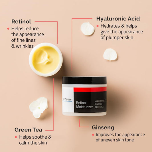 YEOUTH Crema Con Retinol Y Acido Hialuronico, Ginseng Y Té Verde, Noche Hidratante Crema Retinol Mujer Para Una Apariencia Más Suave 30G