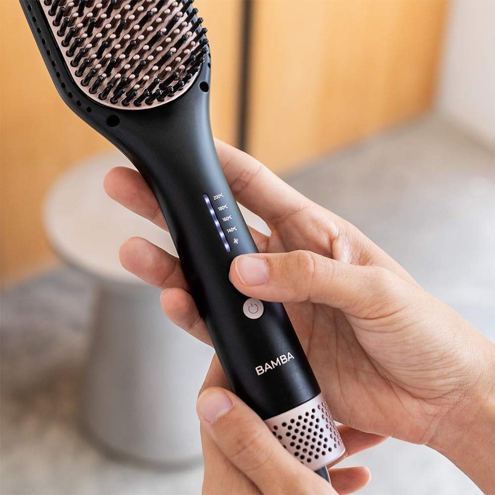 Cecotec Cepillo Alisador Con Función De Aire Bamba Instantcare Airflow. 98 W, Revestimiento De Cerámica, 4 Niveles De Temperatura, Calentamiento Rápido, Apagado Automático